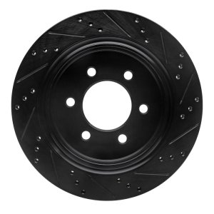 Ford F-150 Brake Rotor (1) - Rear Left - R1 Concepts - Drilled & Slotted - Black - `15-`17